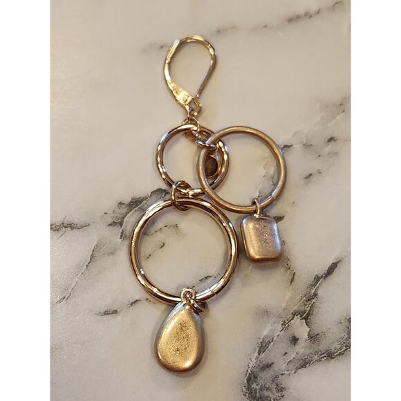 Chaps Gold-Tone Multi-Ring Drop Earrings With Green Accents - Picture 5 of 5